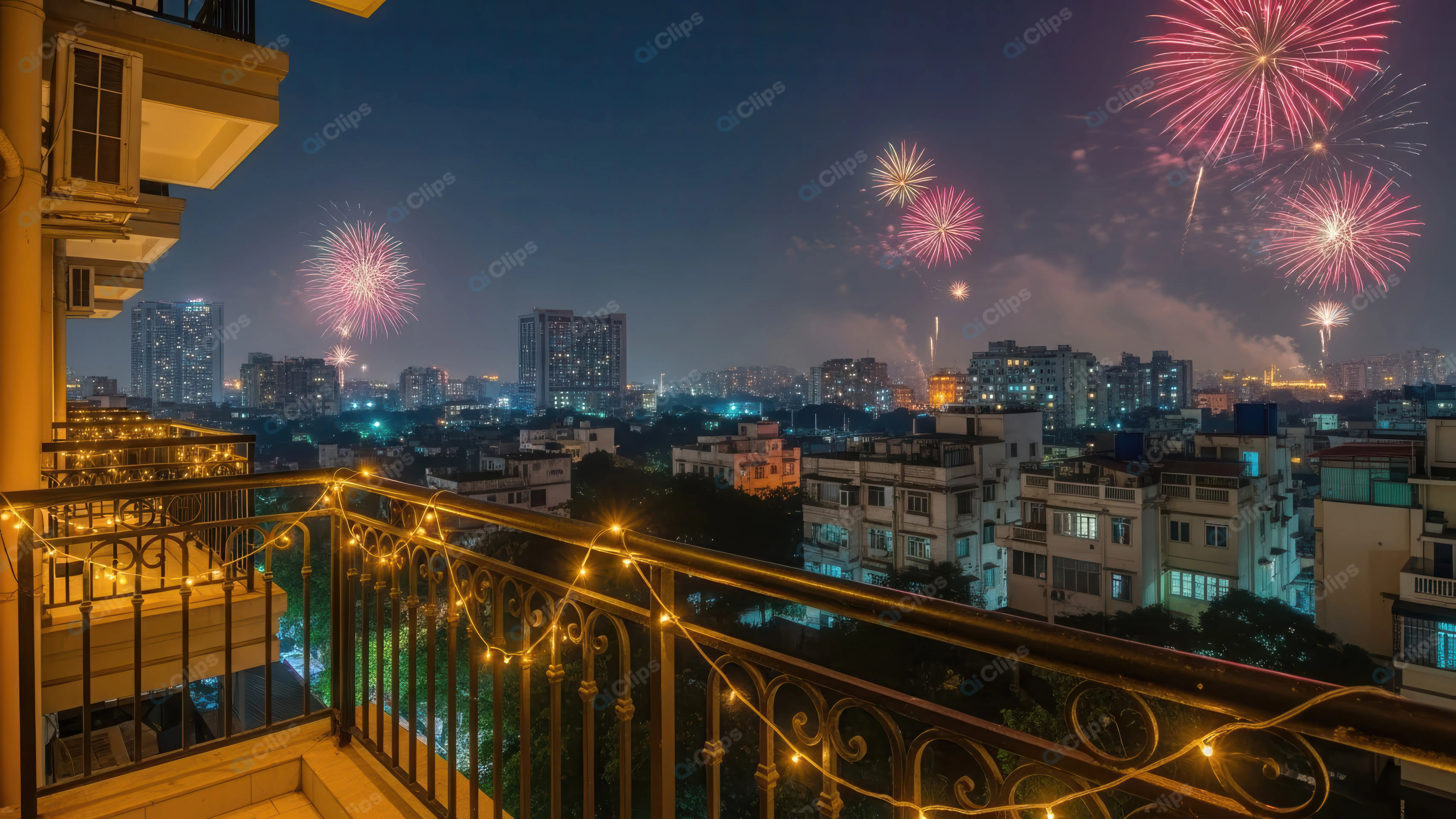 Festive Night View Over the City