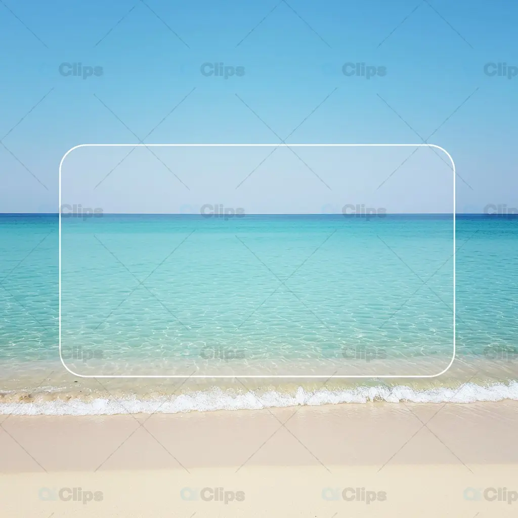 Tranquil Tropical Beach Frame Template with Crystal Clear Waters