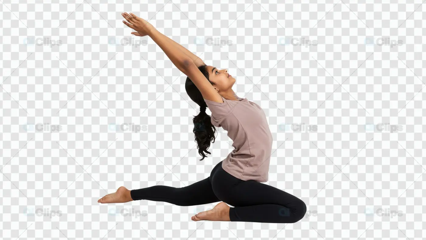 Graceful Yoga Backbend Pose on Transparent Background