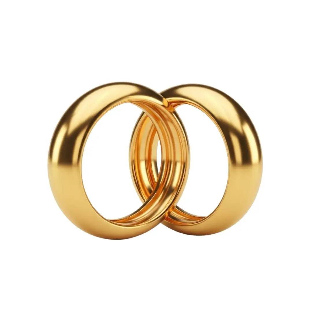 A Pair of Interlocking Golden Wedding Rings PNG
