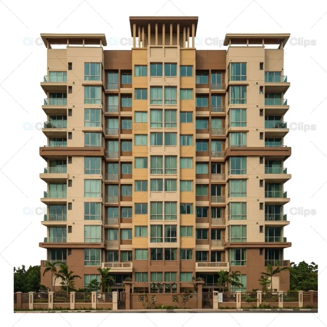 Modern Luxury Apartment Building with Glass Balconies