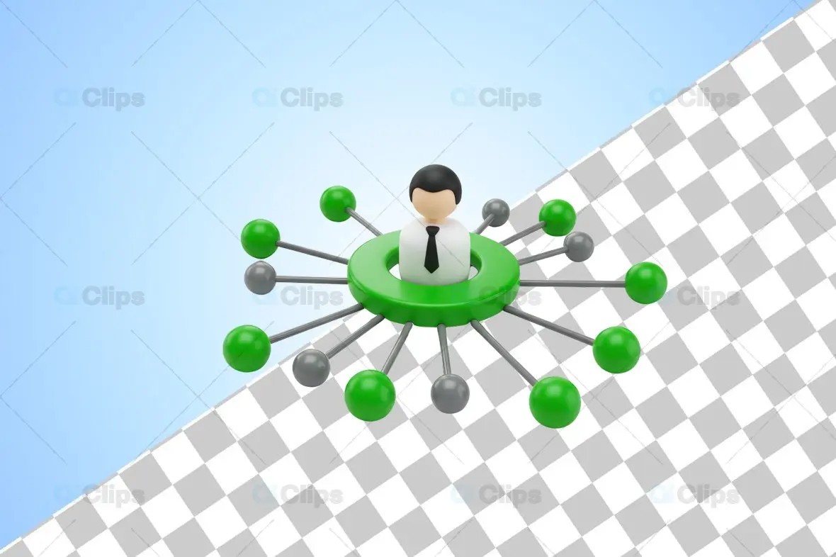 Centralized Networking 3D Illustration