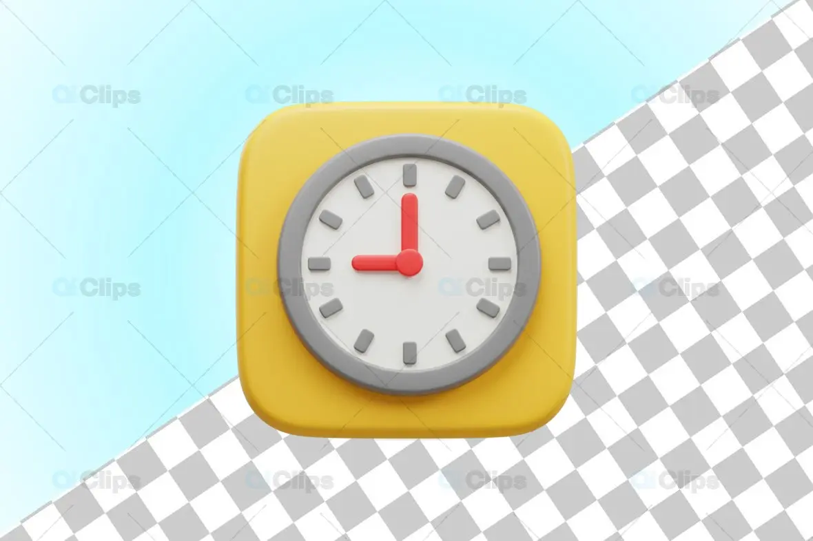3D Clock Icon Illustration