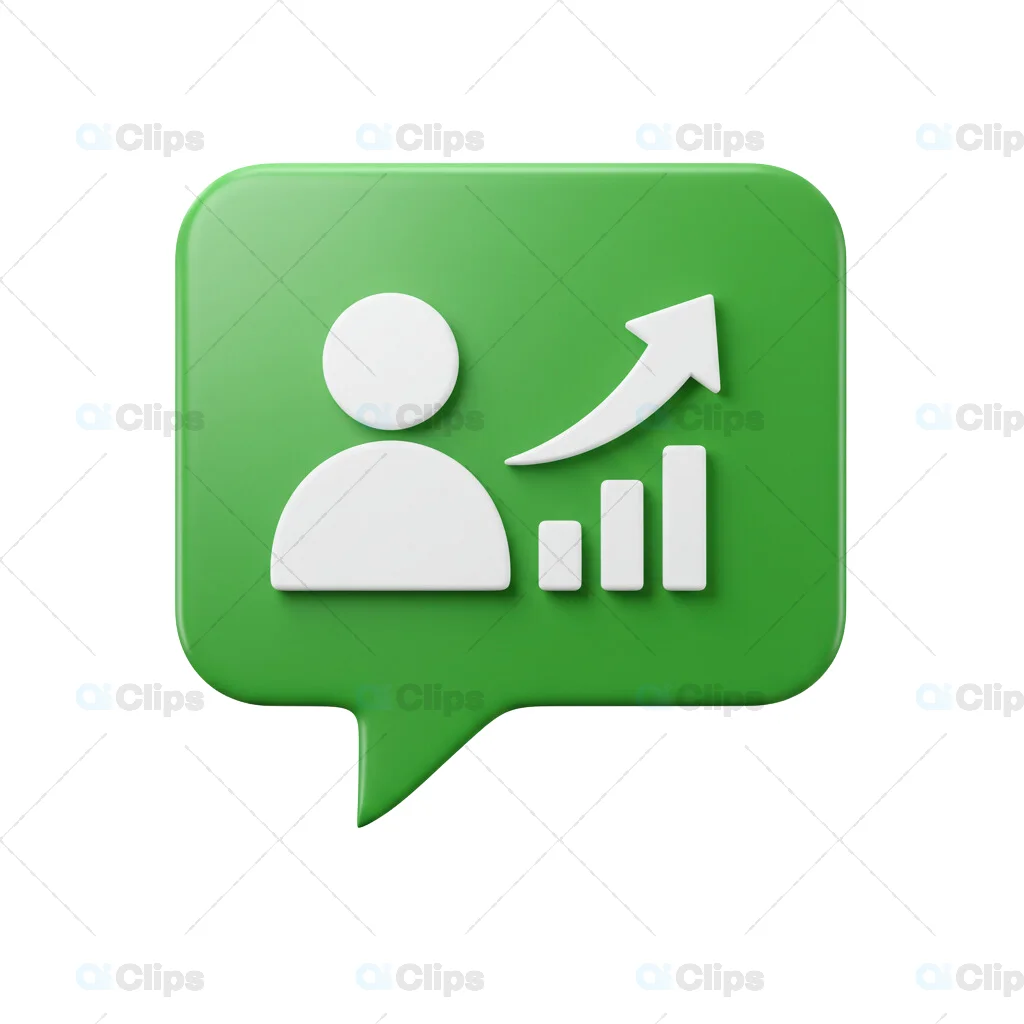 User Growth and Analytics Green Speech Bubble 3D Illustration