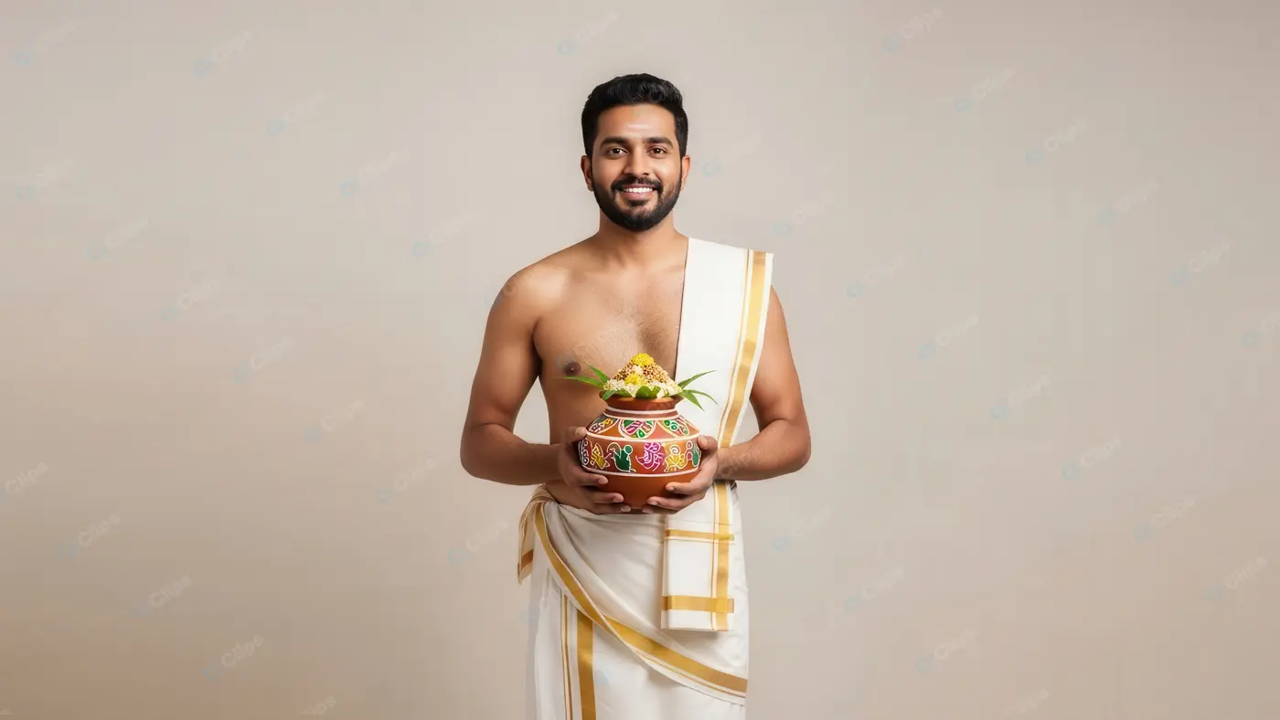 Man Celebrating Indian Harvest Festival