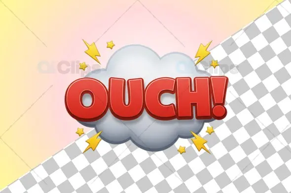 3D Comic "Ouch!" Text Illustration