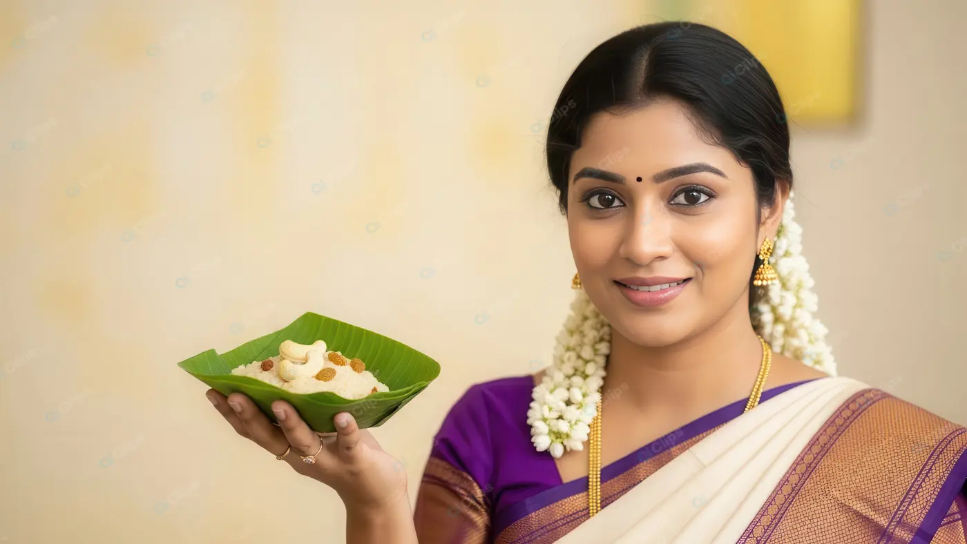 Indian Woman Offering a Traditional Delicacy