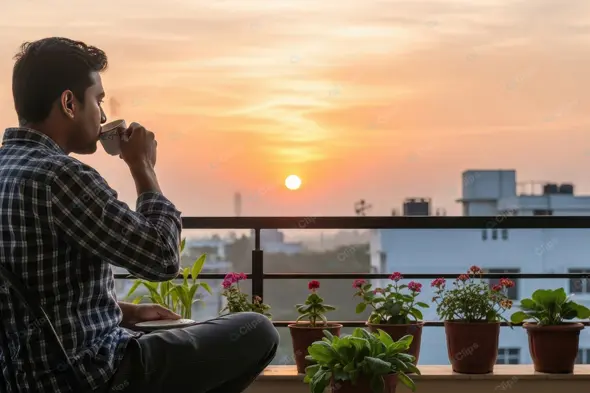 Serene Evening on a City Balcony