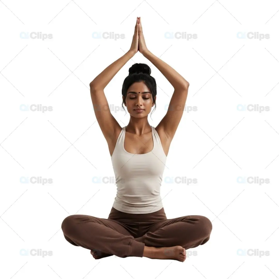 Serene Yoga Meditation Pose with Raised Arms