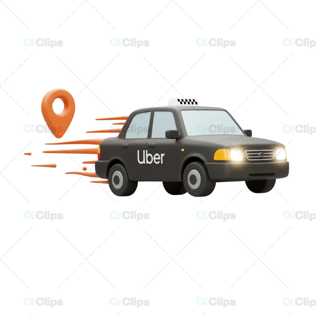 3D Uber Taxi with Speed Effect and GPS Icon