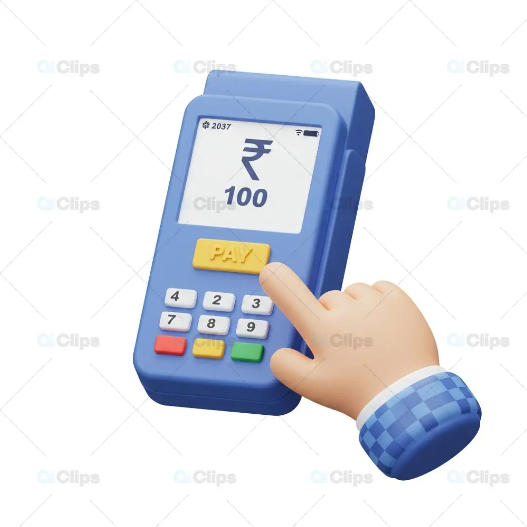 3D Indian Rupee POS Payment Illustration