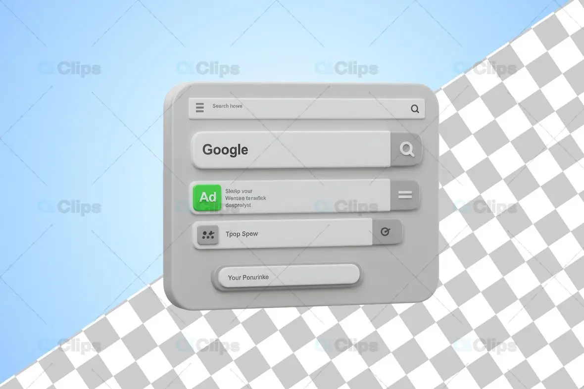 3D Search Interface Template with Neumorphic Design Elements
