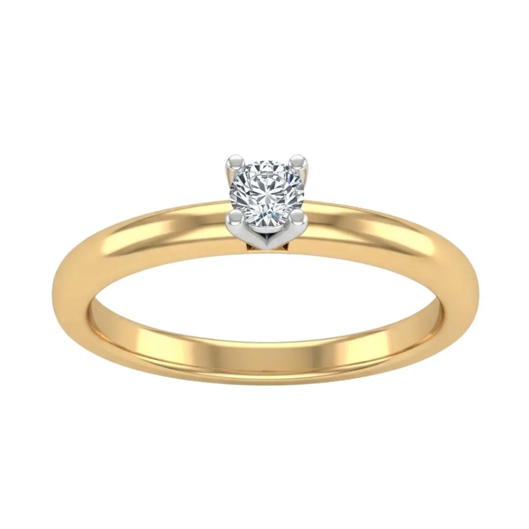 Elegant Gold Solitaire Diamond Engagement Ring Clipart PNG