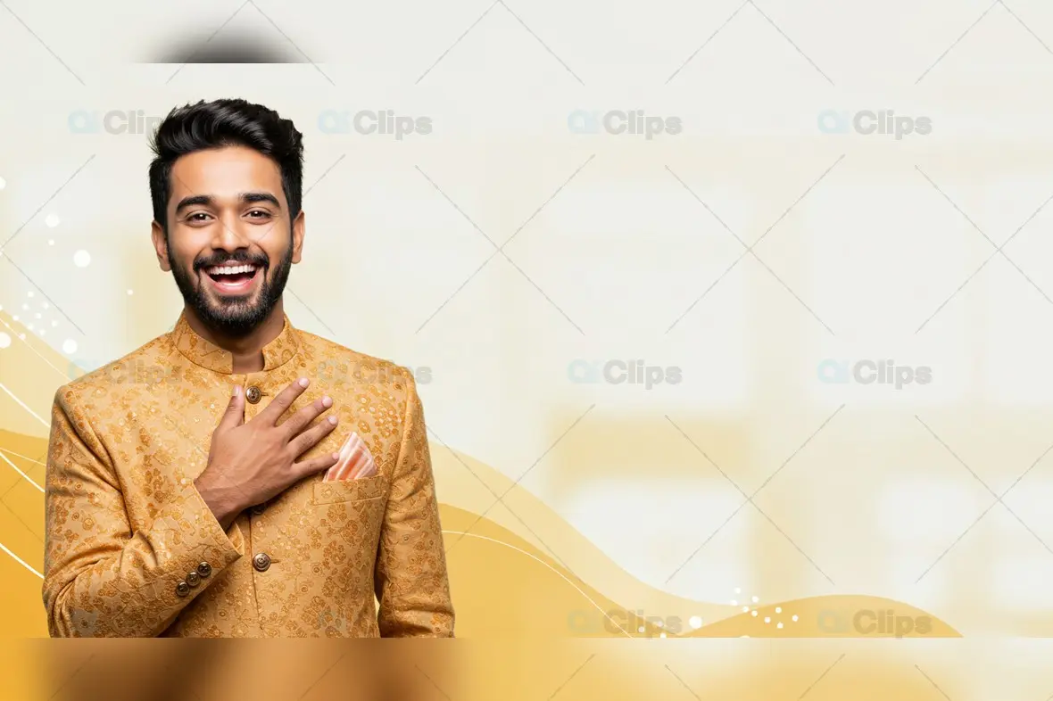Smiling Man in Traditional Sherwani Background