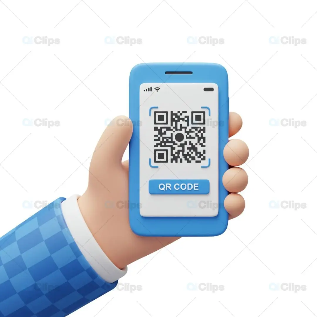 3D Mobile QR Code Payment Illustration