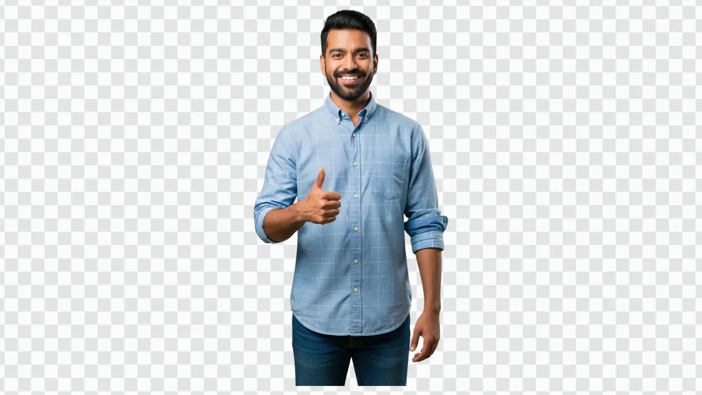 Smiling Indian Professional Man Thumbs Up Gesture PNG Clipart
