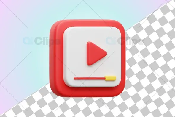 3D Play Button Media Icon Illustration