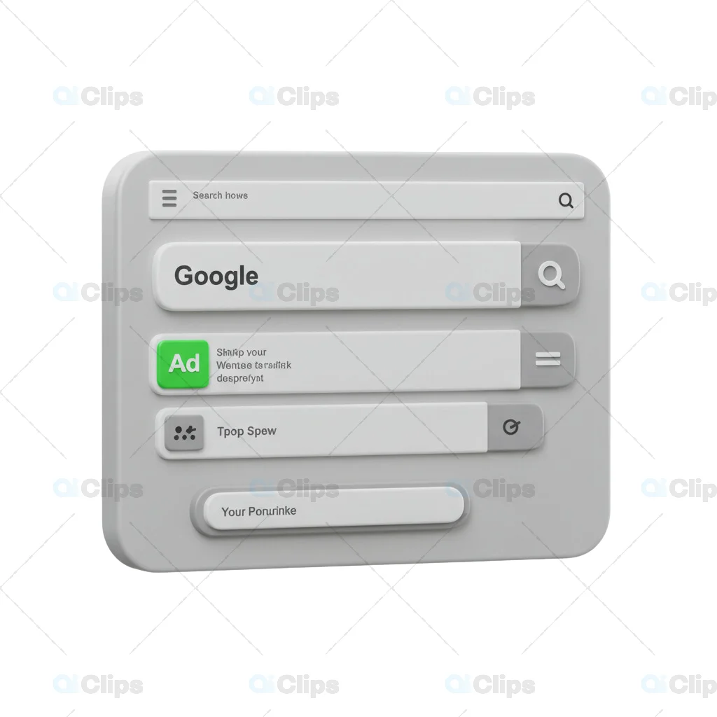 3D Search Interface Template with Neumorphic Design Elements