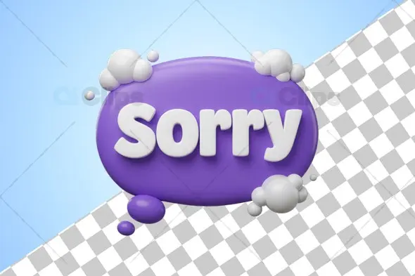 3D Purple Sorry Bubble Icon