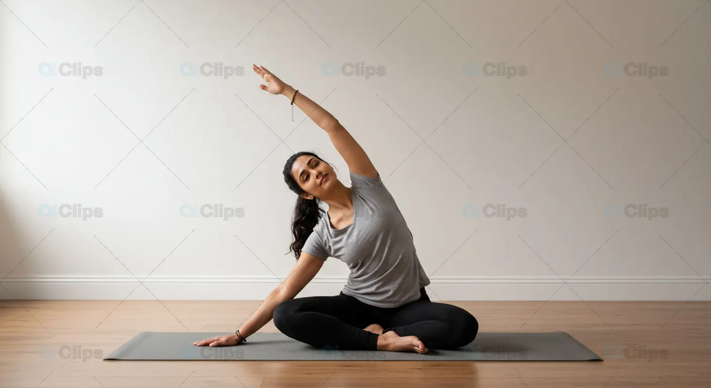 Yoga Side Stretch Woman A Practice of Flexibility and Balance