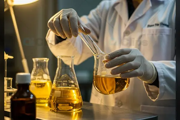 Scientist Conducting Laboratory Experiment with Chemical Solutions