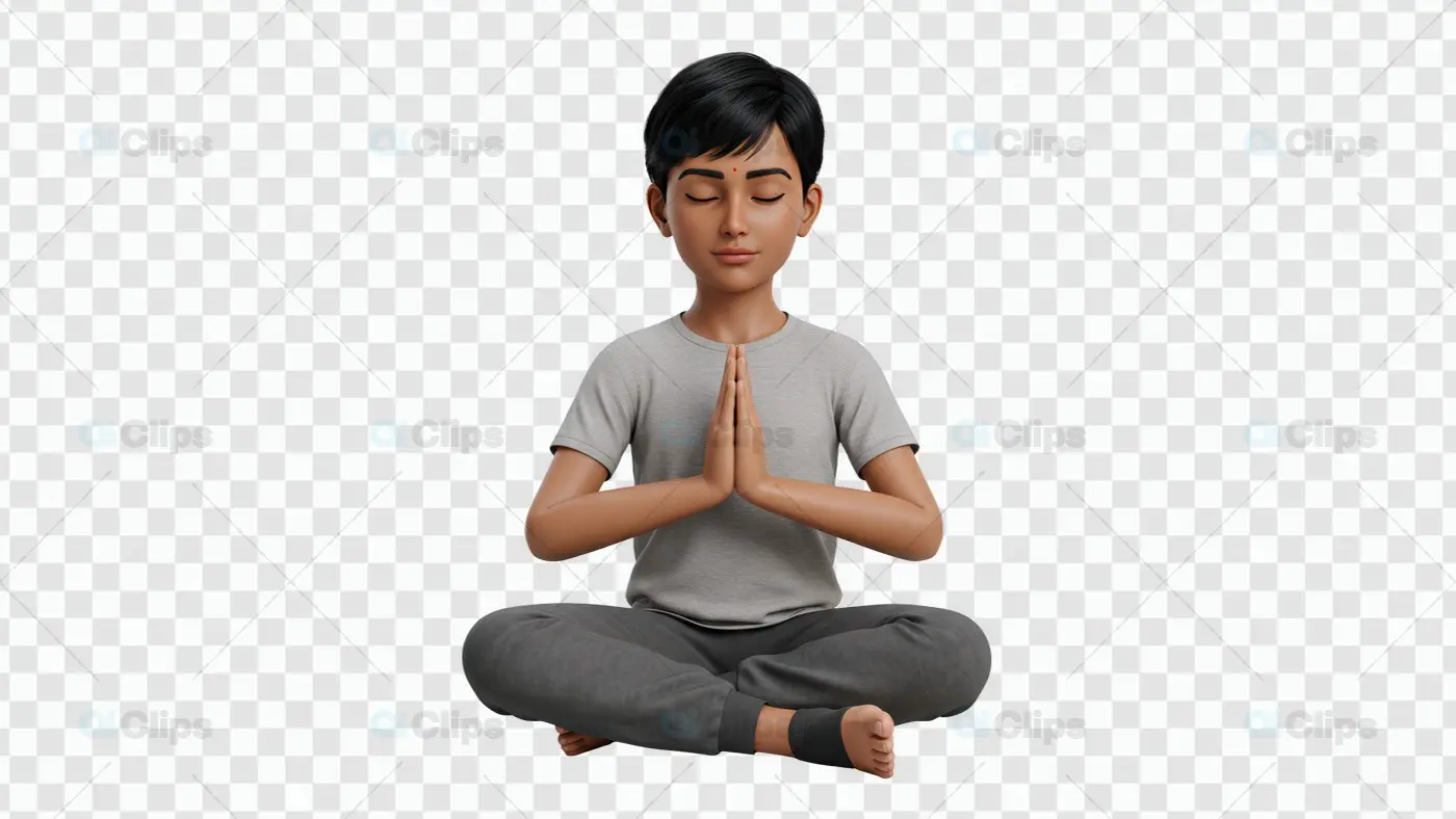 Meditative Boy PNG Tranquil Child in Lotus Pose