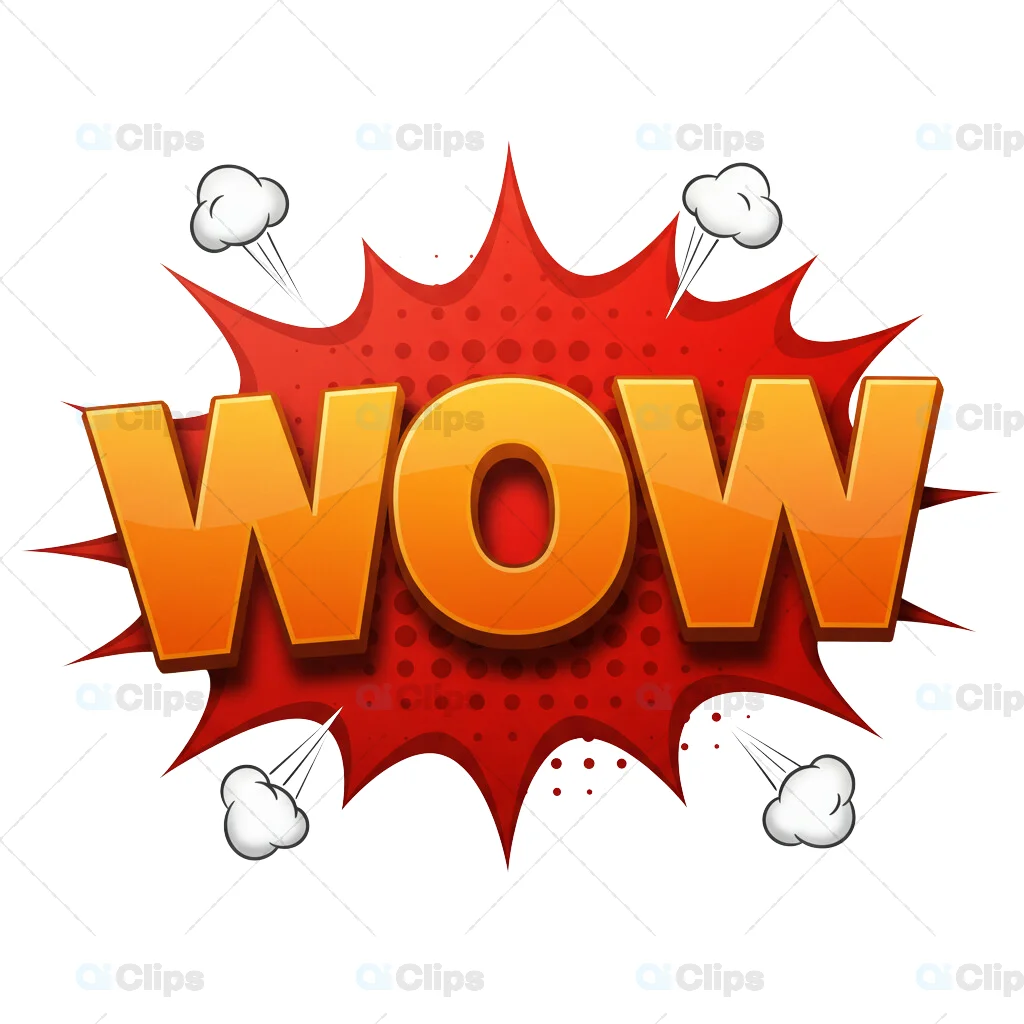 "WOW!" 3D Comic Burst Icon with Red and Orange Design