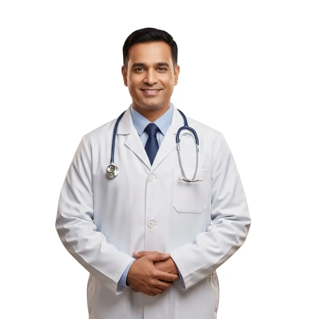 Professional Indian Male Doctor with Stethoscope PNG Image