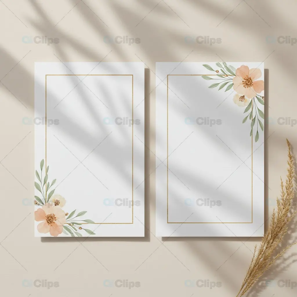 Elegant Floral Frame Cards with Palm Shadow Overlay