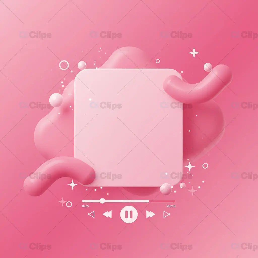 Pink Media Player Template with 3D Fluid Elements