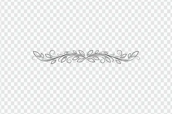 Symmetrical Leafy Flourish Decorative Divider Clipart PNG