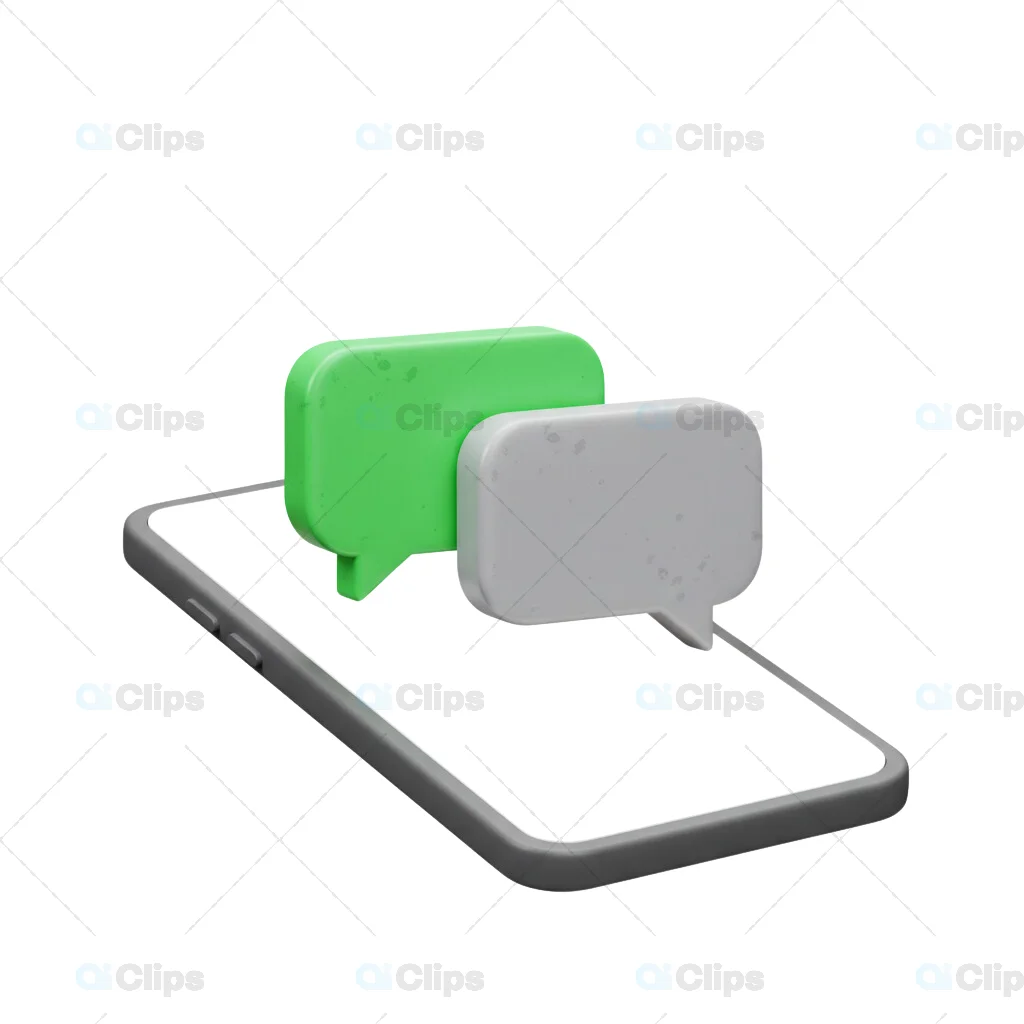 3D Smartphone with Chat Bubbles Mockup