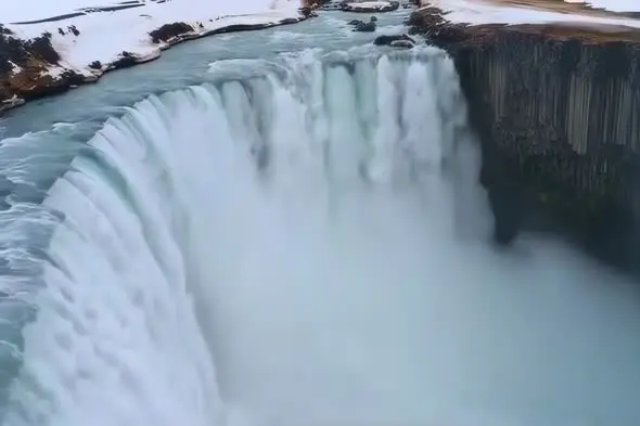Aerial View of Majestic Frozen Niagara Falls in Winter