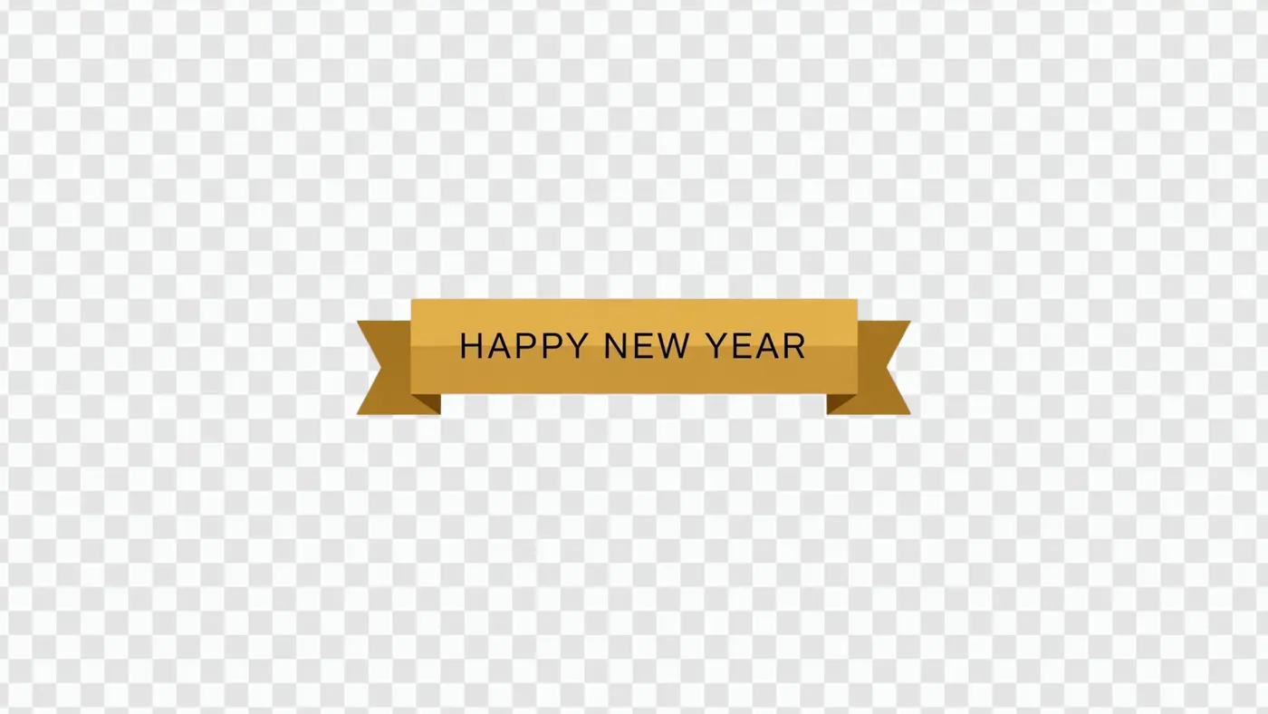 Stylish Gold Happy New Year Celebration Ribbon Clipart PNG