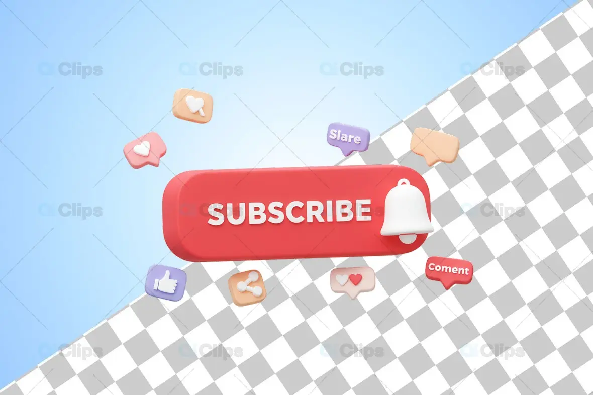 3D Subscribe Button with Social Media Icons