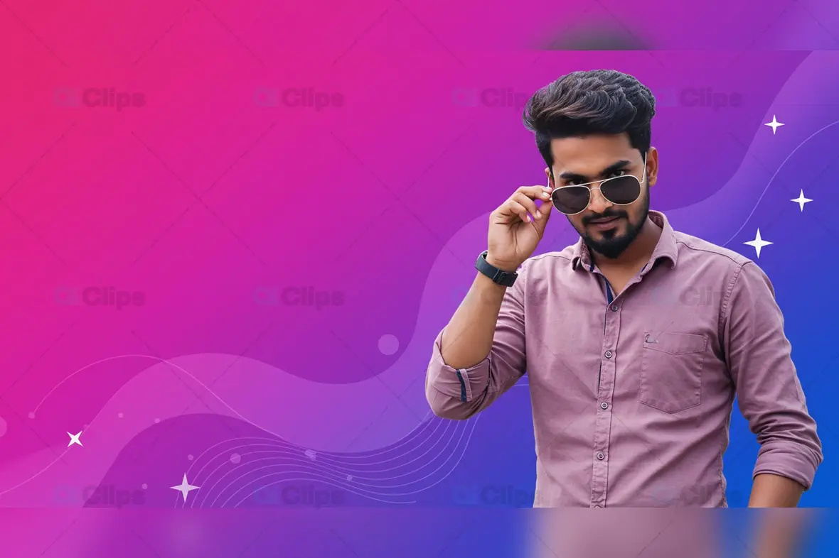 Stylish Indian Man with Sunglasses on Gradient Background