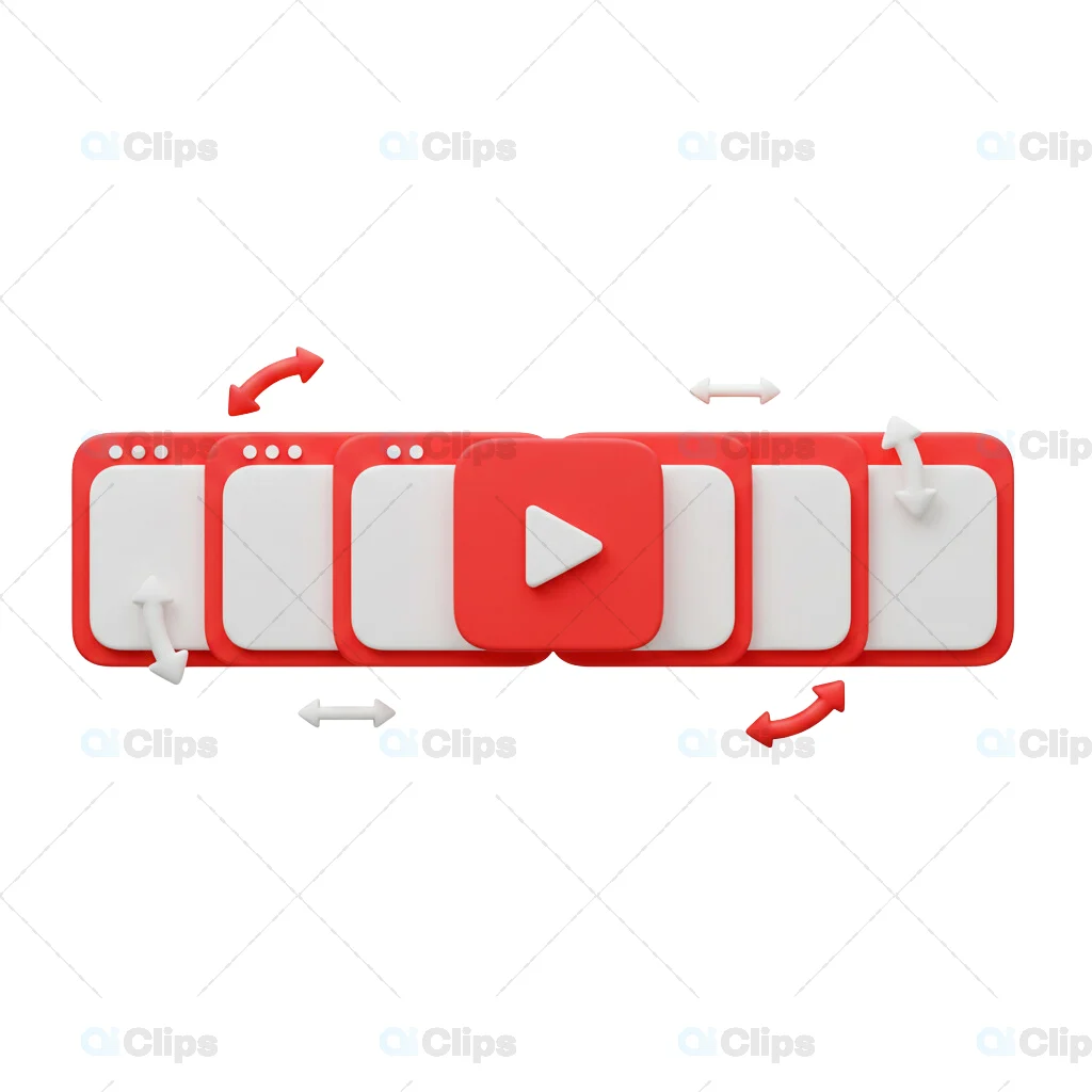3D Youtube Interface Timeline with Interactive Arrows