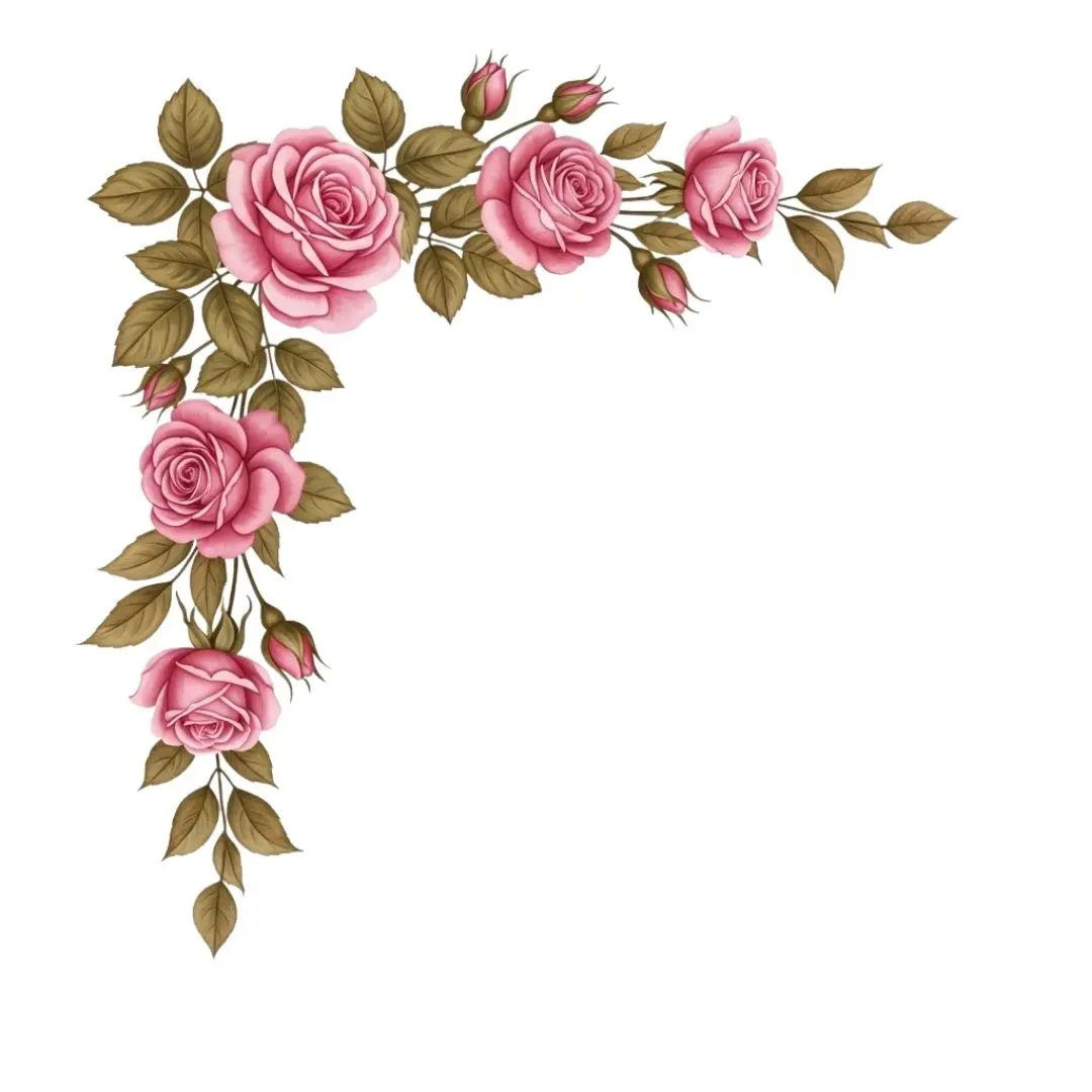 Vintage Pink Rose Corner Floral Arrangement PNG Clipart