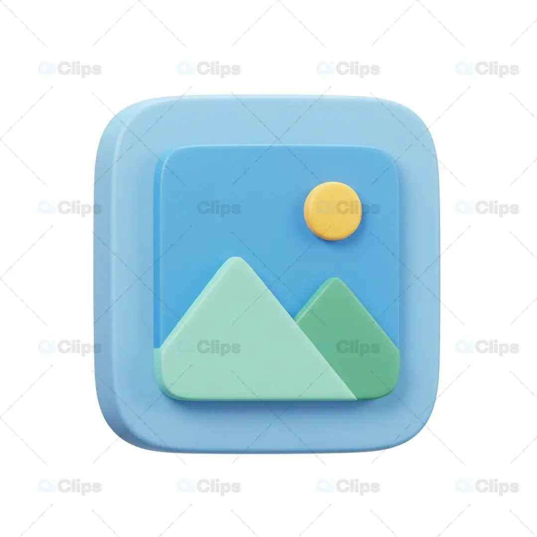 3D Photo Gallery Icon Illustration