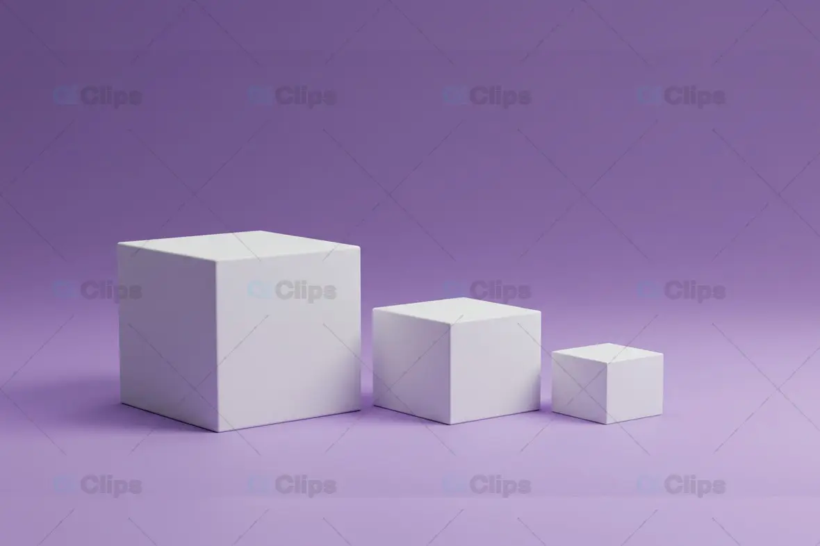Minimalist White Cubes on Purple Gradient