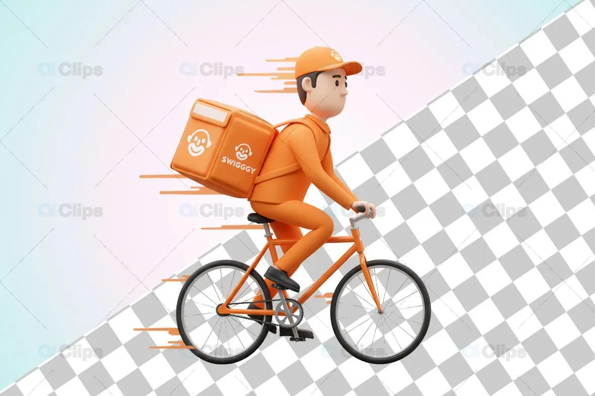 Swiggy 3D Bicycle Delivery Rider