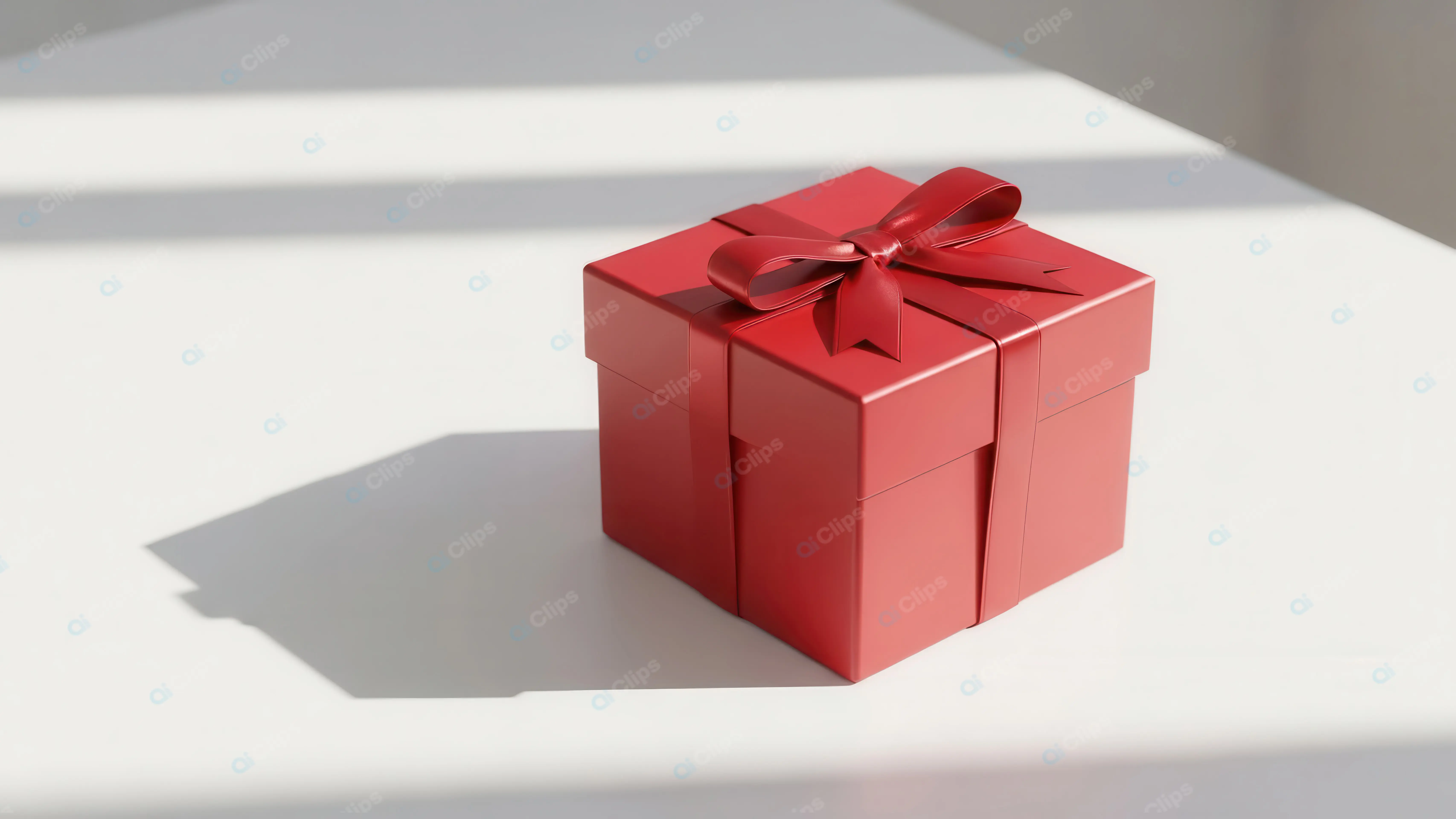 Vibrant Red Gift Box on White Surface