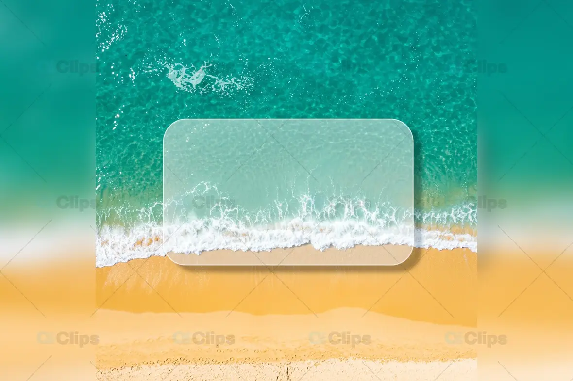 Aerial Beach Template with Frosted Glass Frame Overlay