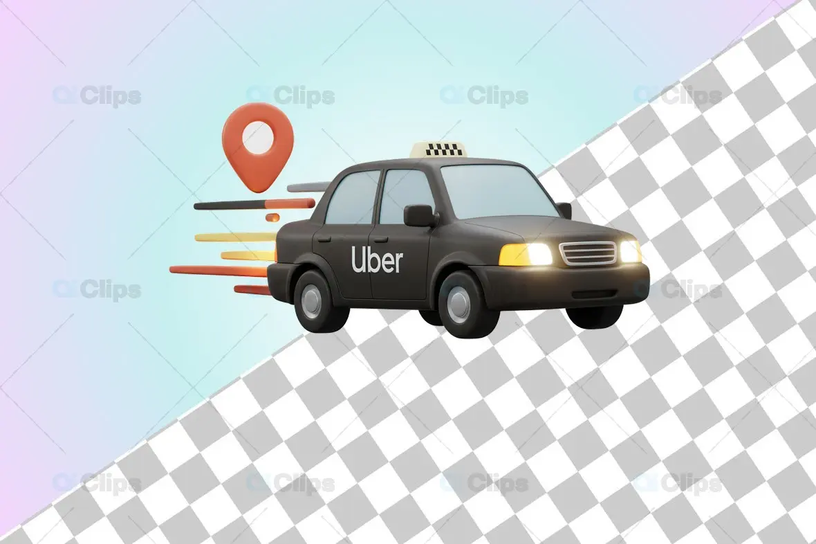 3D Uber Taxi with GPS Location Icon