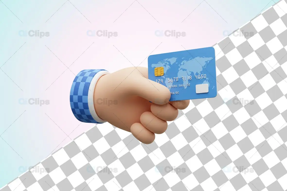 3D Hand Holding Credit Card Illustration