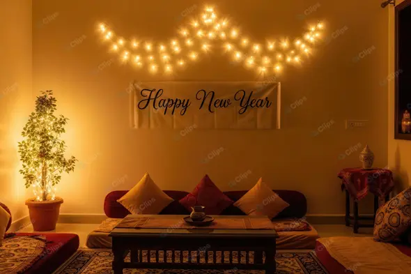 Golden New Year Celebration Decor