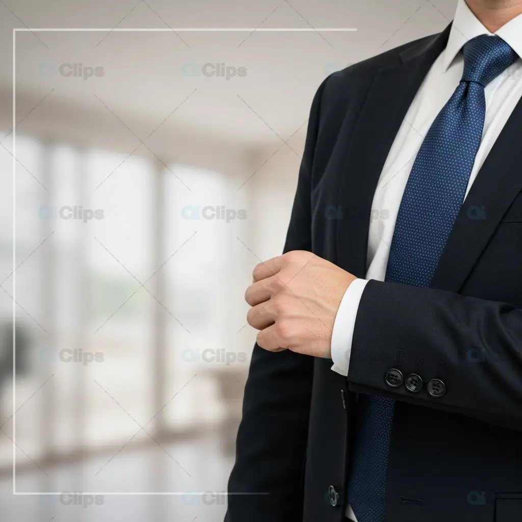 Professional Business Attire with Navy Tie Close-Up