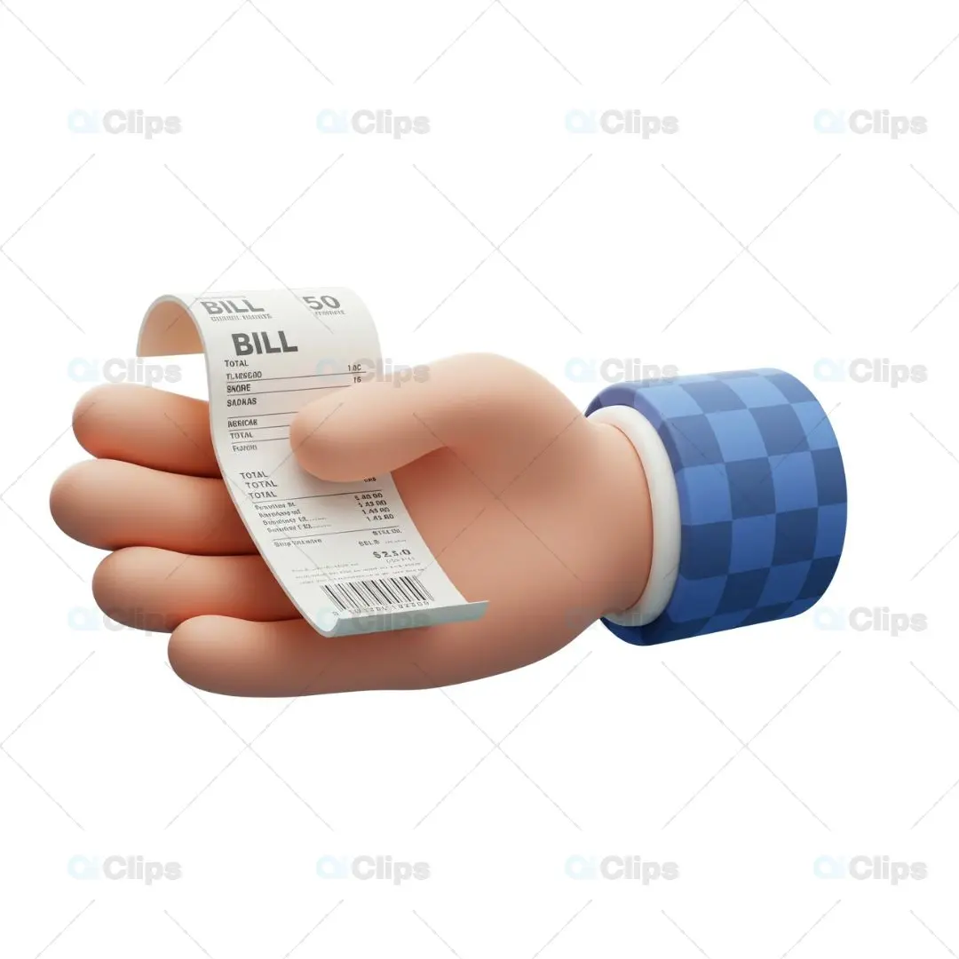 3D Hand Holding a Receipt Illustration