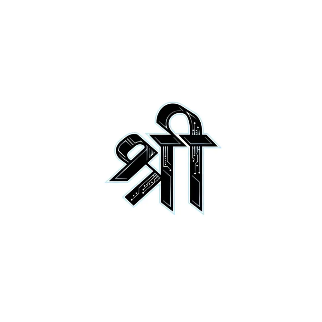 Futuristic Shree Hindi Typography with Circuit Pattern PNG Clipart
