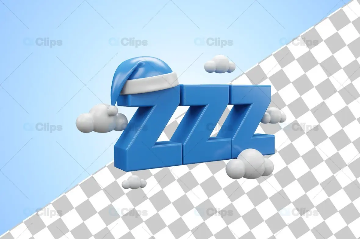 Blue "ZZZ" Sleep Icon with Clouds and Cap 3D Illustration